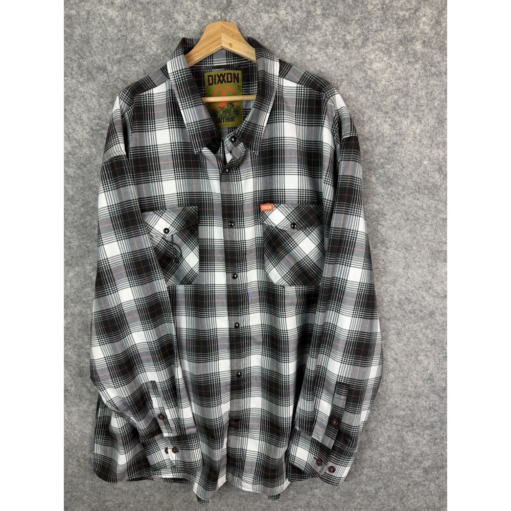 Dixxon Flannel Mens 5XL Plaid Flannel The Arthur Button Up Black Harley Davidson